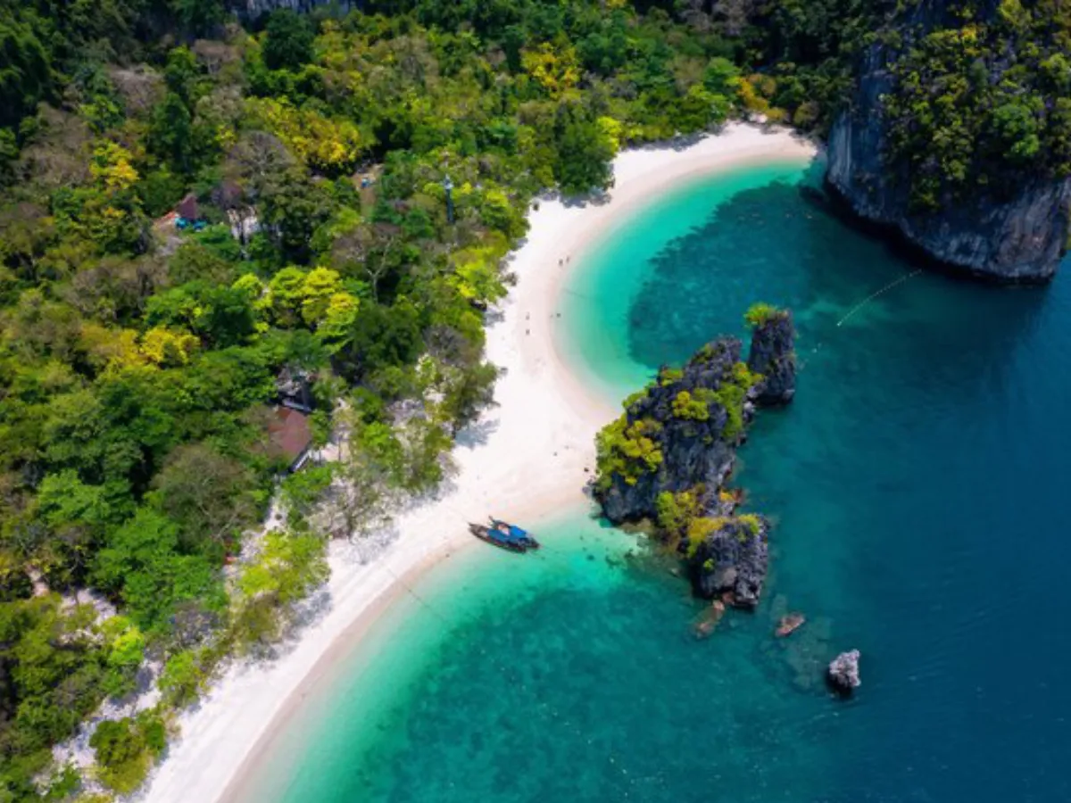 toma aerea de playa en Tailandia